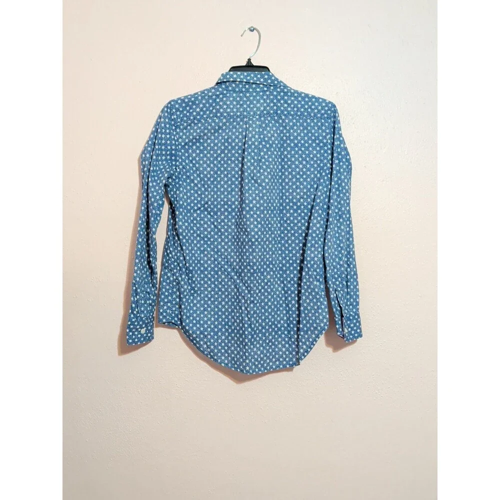 ⭐American Living Womens Shirt small Blue White Star Print Collared Button-up⭐ - Picture 6 of 11